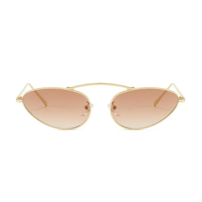 Olyra aviator women's shades in gold metal frame with rose gradient polycarbonate lenses, 100% UV protection, front view on white background