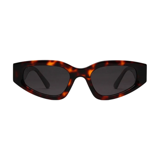 Aeris cat eye women's sunglasses in Tortoise acetate frame with black TAC lenses, 100% UV protection, front view on white background