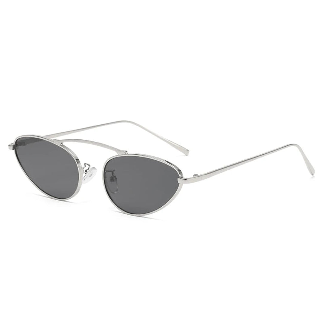 Olyra aviator women's sunglasses in gunmetal frame with black polycarbonate lenses, 100% UV protection, right 3/4 angle view on white background