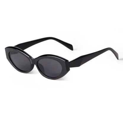 Liora cat eye women's sunglasses in Black acetate frame with black TAC lenses, 100% UV protection, right 3/4 angle on white background