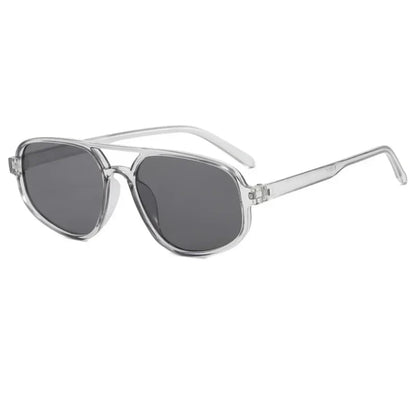 Brigitte aviator women's sunglasses in transparent polycarbonate frame with black acrylic lenses, 100% UV protection, right 3/4 angle view on white background