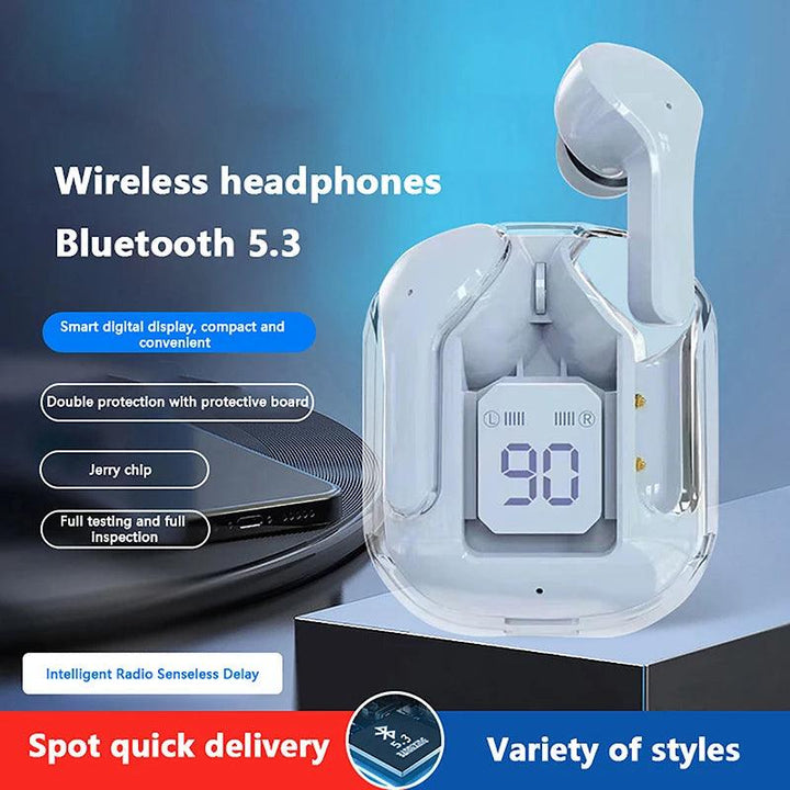 TWS Wireless Earphones Transparent Bluetooth 5.1 Headset ENC Sports Headphones LED Power Digital Display Stereo Sound Earbuds - apus